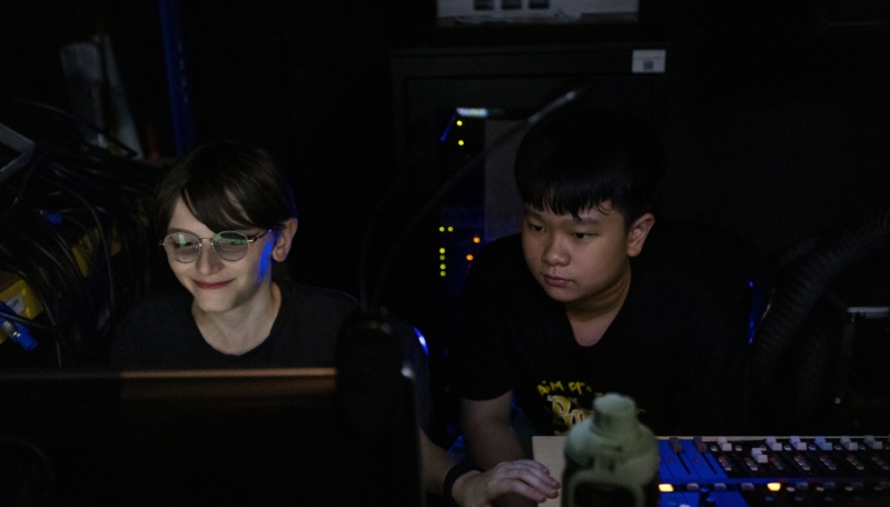 AISM students working backstage during the Middle and Senior School Puffs theatre production